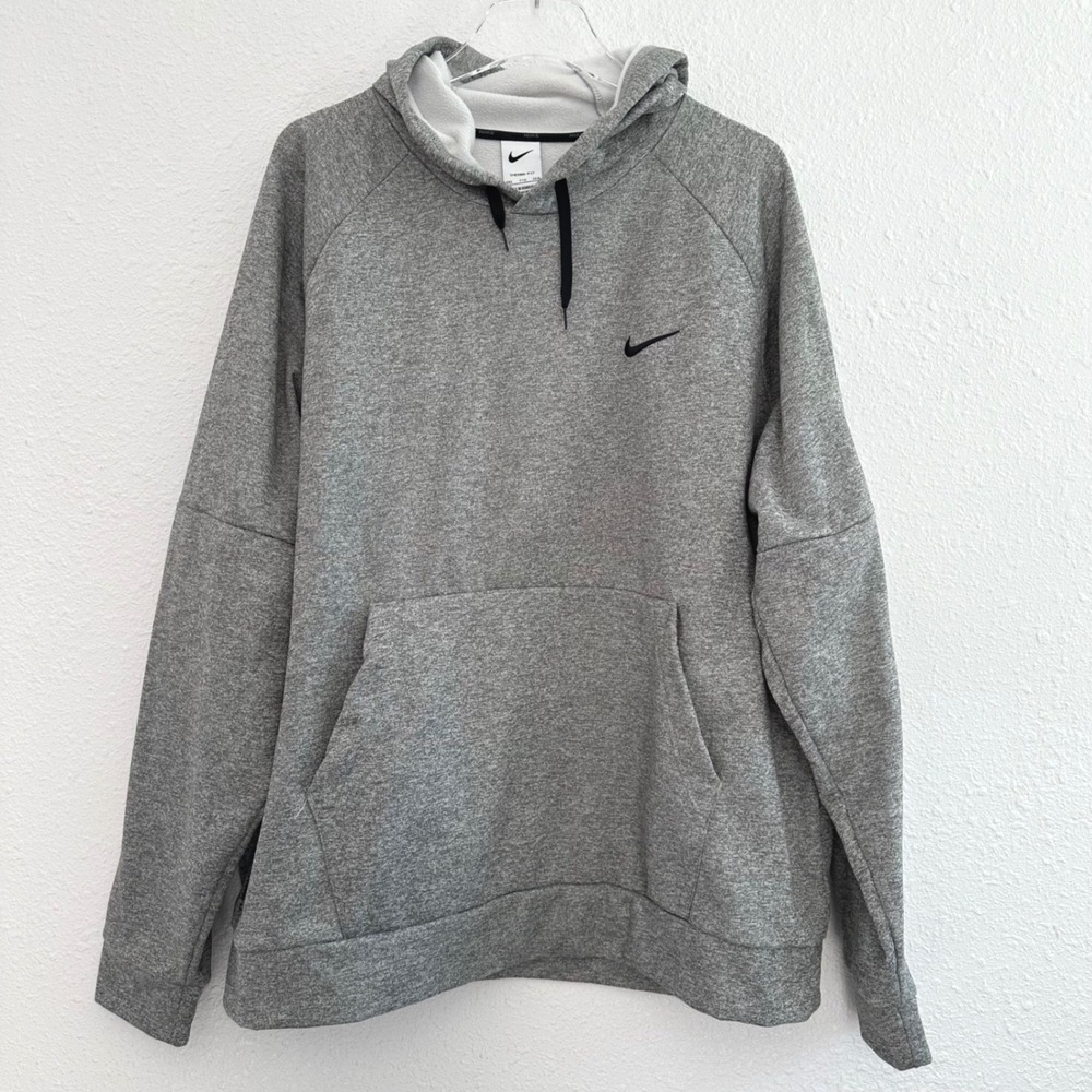 Nike Therma Fleece Pullover Hoodie Men XXL Gray Dark Grey Heather Athleisure